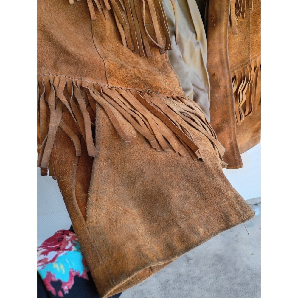 Pioneer Wear Western, Cowgirl Fringed Leather Suede Coat 16 Button Up Women - Picture 6 of 10